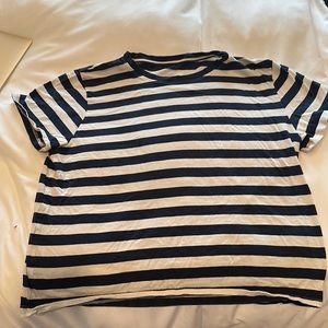 Everlane Organic Cotton Box-Cut Tee in striped navy and white